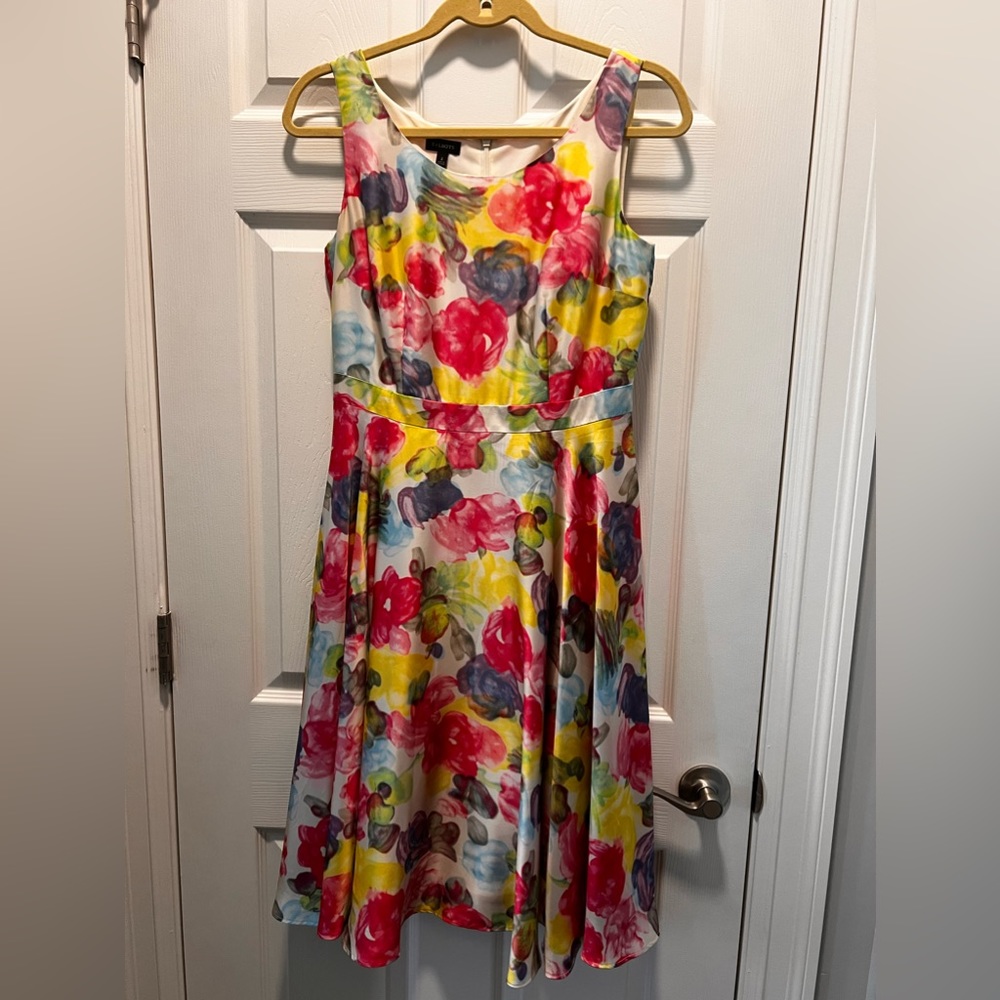 Talbots, lined, sleeveless dress, size 2, multi-colored